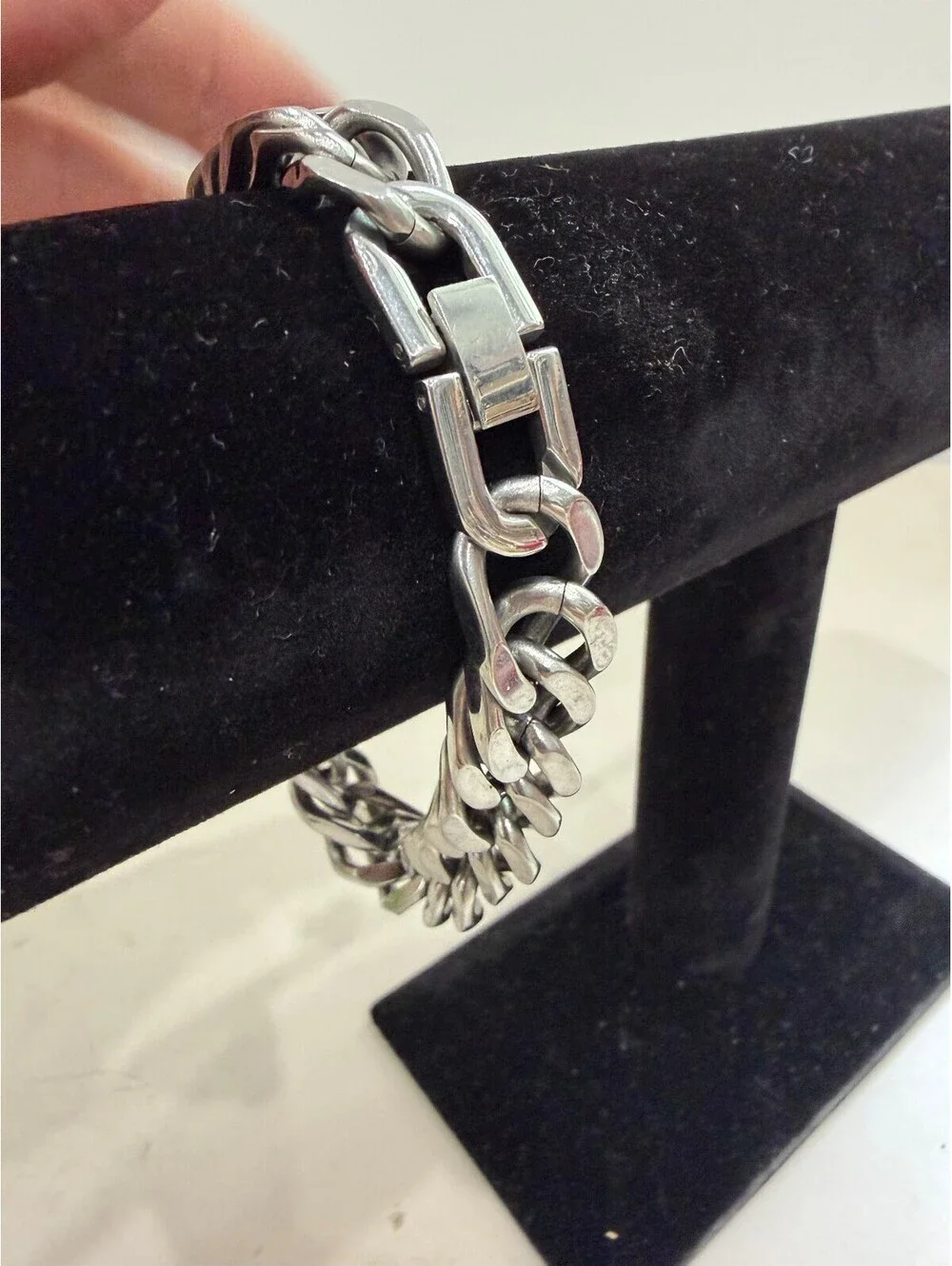 Men's Heavy Silver Tone Chain Link Bracelet 9.25